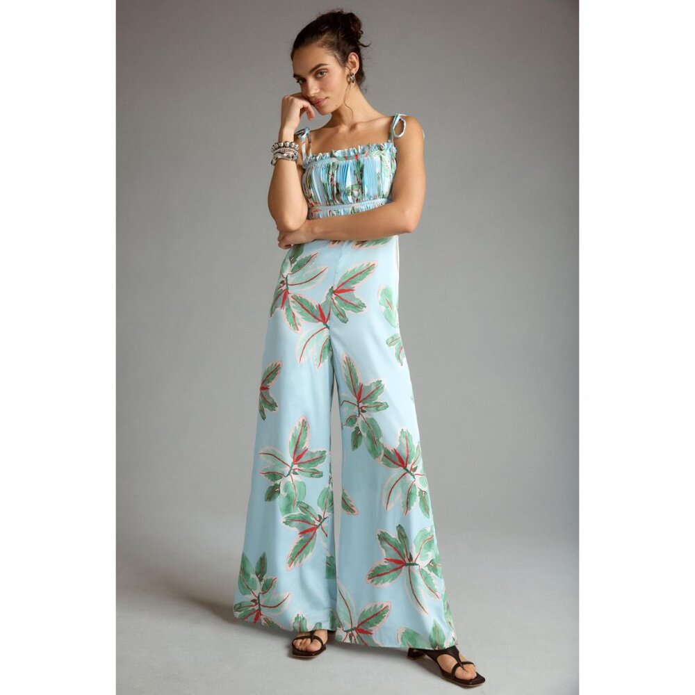Hutch Blue Tropical Jumpsuit with Wide-Leg Silhouette